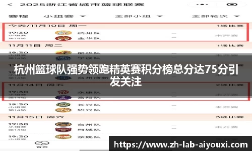 杭州篮球队强势领跑精英赛积分榜总分达75分引发关注